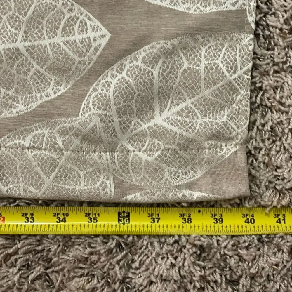 Beige And Cream Curtains Lace Leaf Pattern Design 2 Panels 84”x40”